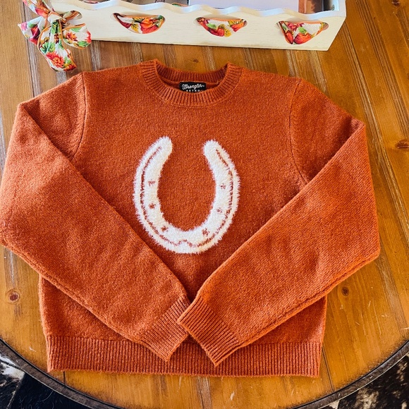 Wrangler Retro Horseshoe Crewneck Sweater Western NFR Fall Rodeo Country Medium - Picture 1 of 6